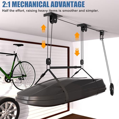Cargo Box Pulley System for Garage Storage (Three Bracket)