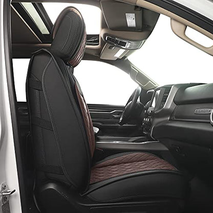 Car Seat Covers for Dodge Ram 2 Pcs Front (2 PCS Front,Black-Brown)
