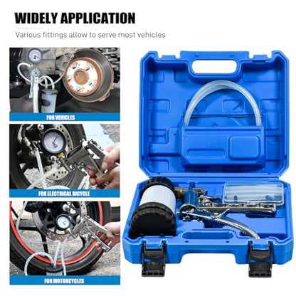 Hand Vacuum Pump Brake Bleeder Kit (Silver)
