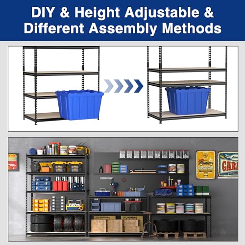 Metal Shelving with Particle Board (48"W x 24"D x 72"H(Black))
