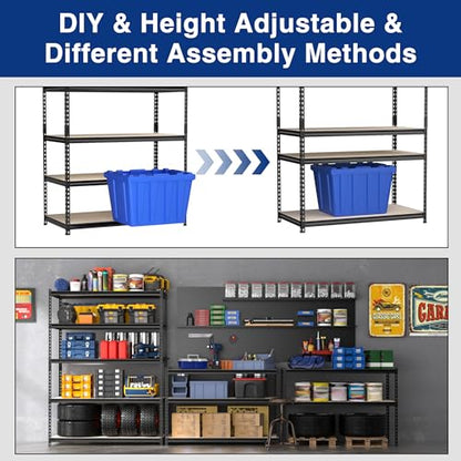 Metal Shelving with Particle Board (48"W x 24"D x 72"H(Black))
