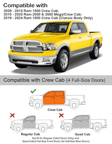 Rain Guards for 2009 (Fit for 2009-2018 Dodge RAM Crew Cab)