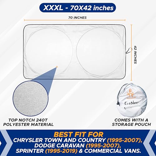 Windshield Sun Shade for Ford E (XXX-Large)