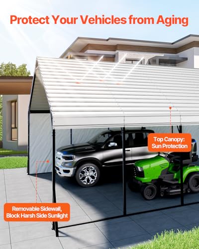 20x24 ft Heavy Duty Metal Carport (White / 20x24ft)