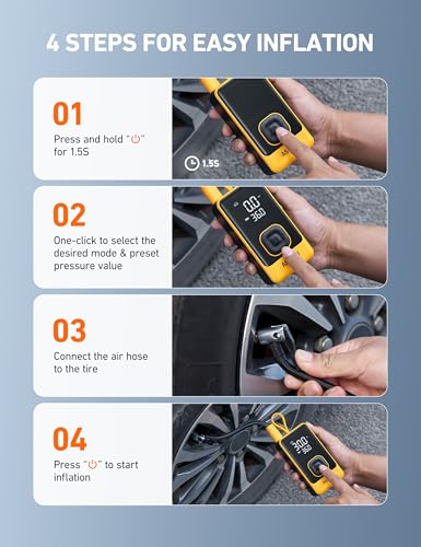 L7 Air Tire Inflator Portable Air Compressor (Yellow)