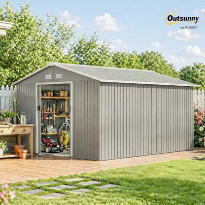 11' x 13' Outdoor Storage Shed (Light Gray / 11' x 13')