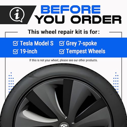 Premium Tesla Wheel Curb Rash Repair Kit for Model S 19 (Tesla Model S / 19" Grey Tempest)
