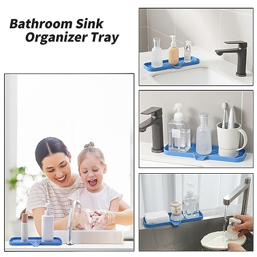 Silicone Soap Dish with Drain Spout (Lichen Blue / L(12"×4"))