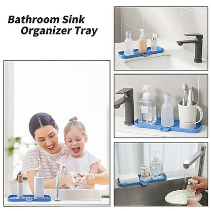 Silicone Soap Dish with Drain Spout (Lichen Blue / L(12"×4"))