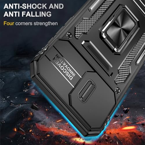 Heavy Duty Phone Case for i Phone 16 Case with Camera Cover Black (iPhone 16 【6.1 inch】 / Black)