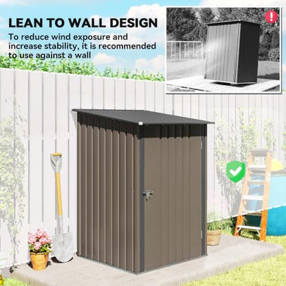 3.3' x 3.4' Outdoor Storage Shed Sloping Roof Lockable Door Brown (Brown / 3.3' x 3.4')