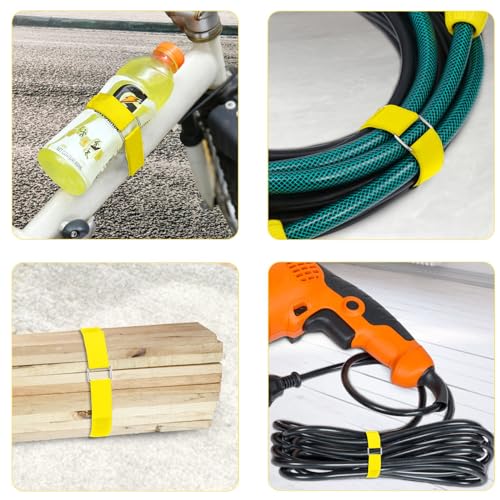 1"x16ft Hook and Loop Straps with 25 Metal Buckles (1in x 16ft Yellow)