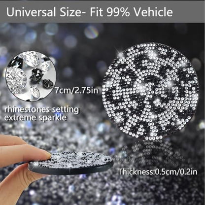 2pcs Bling Leopard Car Coasters (Snow Leopard / 2pcs)