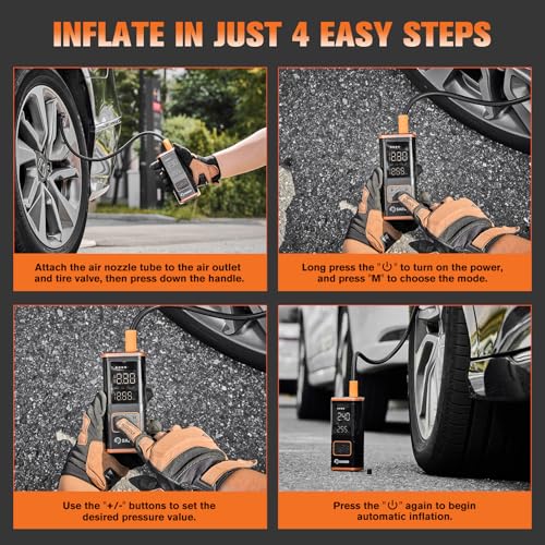 Tire Inflator Portable Air Compressor (Orange)