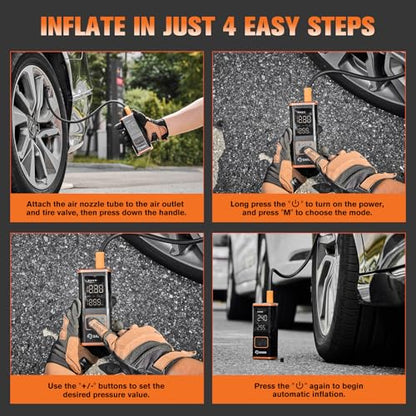 Tire Inflator Portable Air Compressor (Orange)