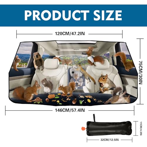 Squirrels Car Shade Front Windshield Umbrella Foldable Windshield Umbrella Sun Visor Car Shade Umbrella Keep Vehicle Cool (One Size / Squirrels)