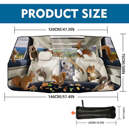 Squirrels Car Shade Front Windshield Umbrella Foldable Windshield Umbrella Sun Visor Car Shade Umbrella Keep Vehicle Cool (One Size / Squirrels)