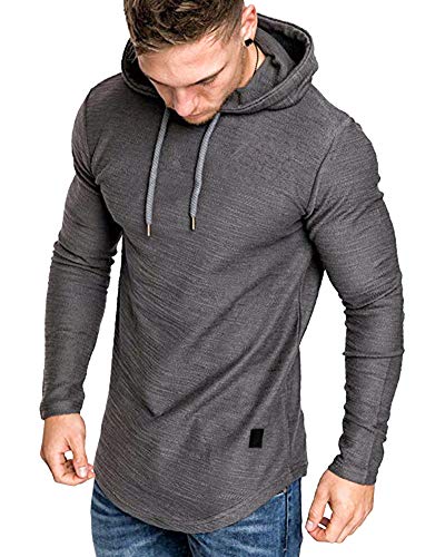 Mens Fashion Athletic Hoodies Sport Sweatshirt Solid Color Fleece Pullover Dark Grey 3XL (3X-Large / Grey)