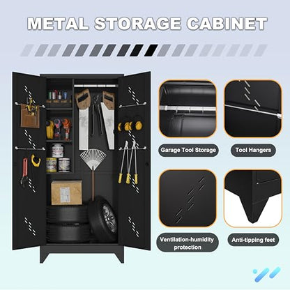 Metal Garage Storage Cabinet (75"h Black)