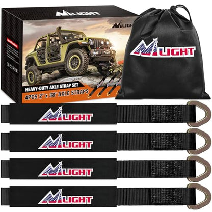 2" x 38" Axle Tie Down Straps with D (4Pcs 2in x 38in Axle Tie Down Straps Black)