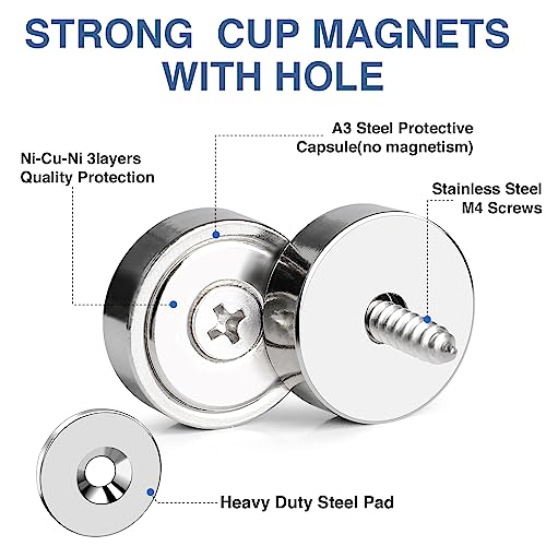 Round Magnets with Hole 40LB Strong Rare Earth Neodymium Magnets