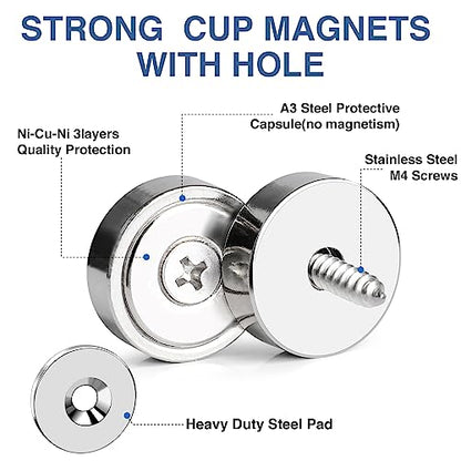 Round Magnets with Hole 40LB Strong Rare Earth Neodymium Magnets