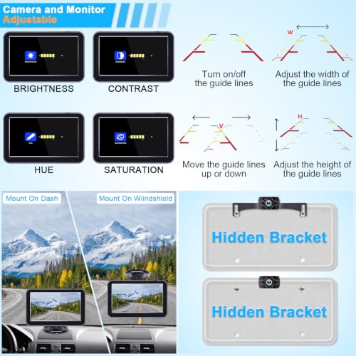 HD 1080P 7 Inch Wireless Backup Camera for Truck (7'' + License Plate Camera)