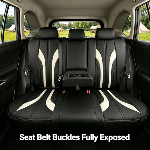 Camry Car Seat Covers Custom Fit for Toyota 2025 2026 Camry (Leatherette(Black/Beige) / 2025-2026 Camry Hybrid (Le Se))