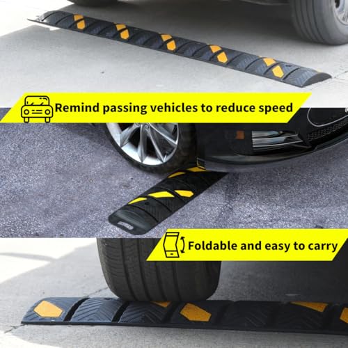 Portable Speed Bump 76x10x2in Foldable Reflective (76.7"x10"x1.8")