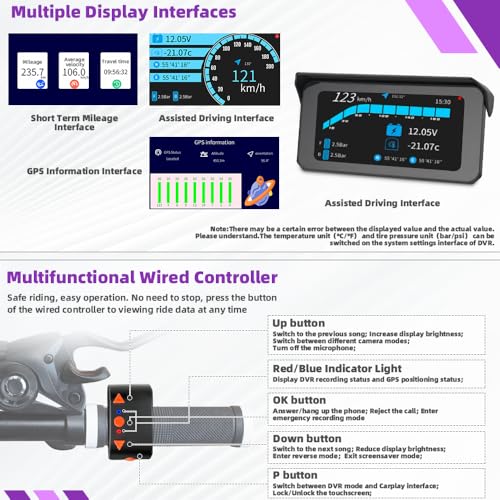 Dual 2K Wireless Carplay Motorcycle Dash Camera (CS6)