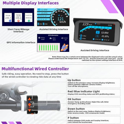 Dual 2K Wireless Carplay Motorcycle Dash Camera (CS6)
