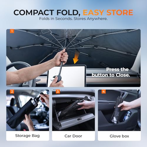 2026 Upgraded] DooGooCoo Windshield Sun Shade Umbrella for Toyota Rav4 2019 (For Toyota Rav4 2019-2026)