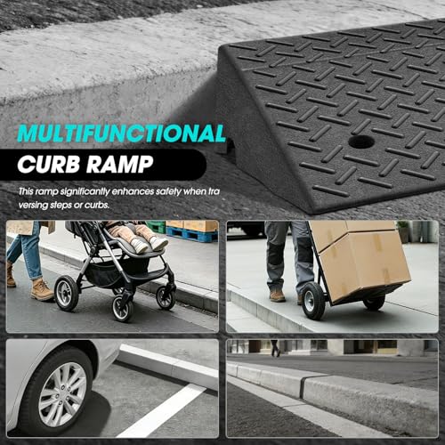 6.3" Rise Rubber Curb Ramp Heavy Duty Loading Driveway Ramp Threshold Ramp 39" W x 19.5" D x 6.3" H for Loading Dock (6.3 in)