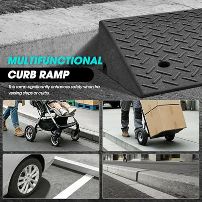 6.3" Rise Rubber Curb Ramp Heavy Duty Loading Driveway Ramp Threshold Ramp 39" W x 19.5" D x 6.3" H for Loading Dock (6.3 in)