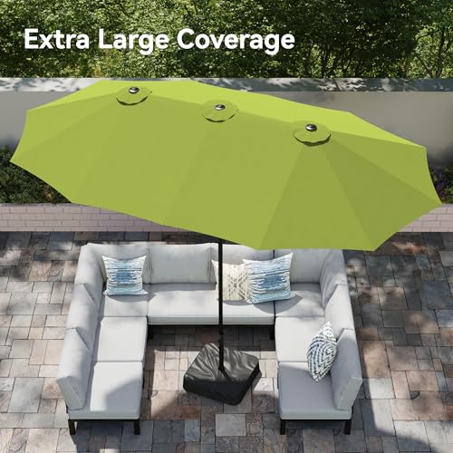 15ft Large Outdoor Patio Umbrella with Base Included (Lime Green)