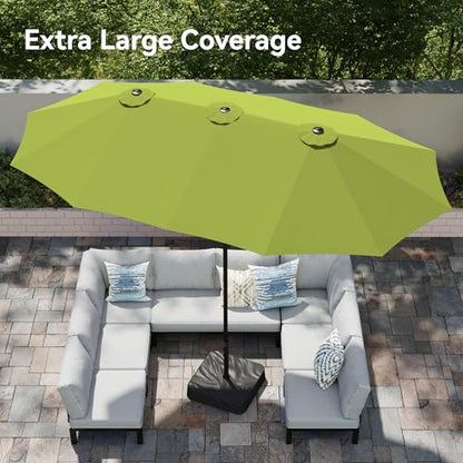 15ft Large Outdoor Patio Umbrella with Base Included (Lime Green)