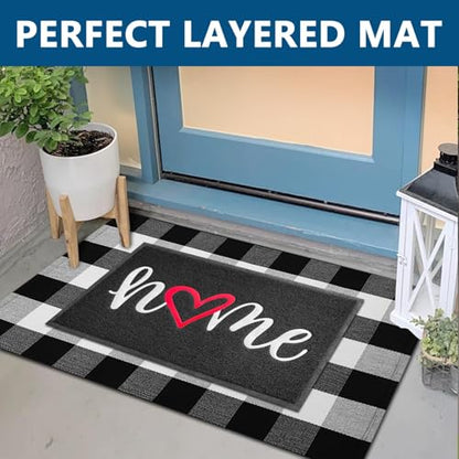 Door Mat 2 Pack Outside Inside Home Doormat 30"x17.5" Durable Floor Mat Non Slip Rug Ultra Absorb Mud Easy Clean Front Doormat for Garage (2'6" x 1'6" / 2pack Home)