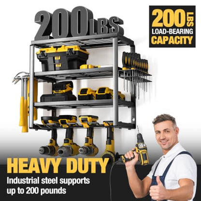 4 Layer Power Tool Organizer Wall Mount (16 Inch 4 Drills Holder)