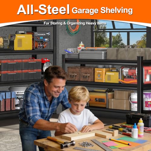 Metal Storage Garage Shelving (5T-BK-48"Wx24"D)