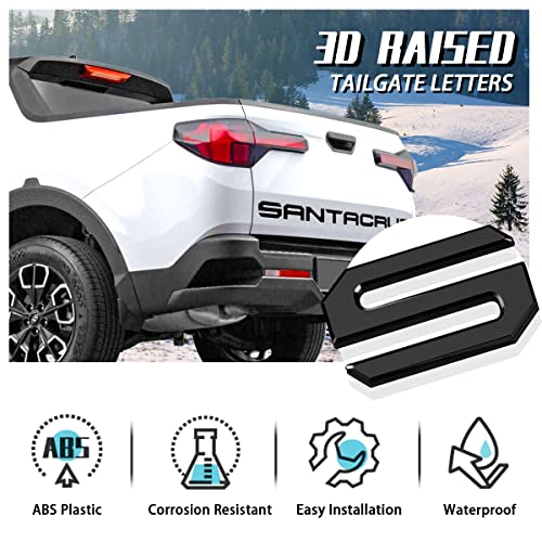 Tailgate Inserts Letters Compatible for 2022 2023 2024 2025 2026 Santa Cruz 3D Raised & Strong Adhesive Decals Letters Rear Emblem Decal Sticker Compatible for Santa Cruz Accessories (Gloss Black)