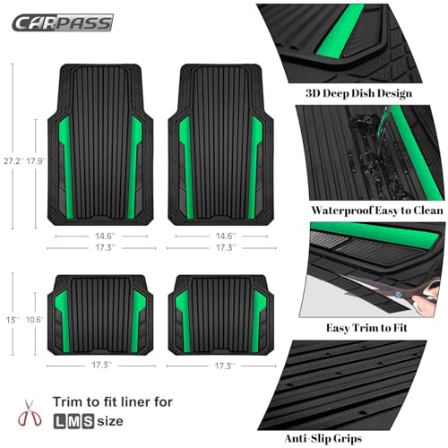 Heavy Duty Rubber Car Mats Metallic (Black Green)