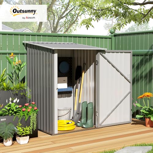 3.3' x 3.4' Outdoor Storage Shed Sloping Roof Lockable Door Gray (Gray / 3.3' x 3.4')