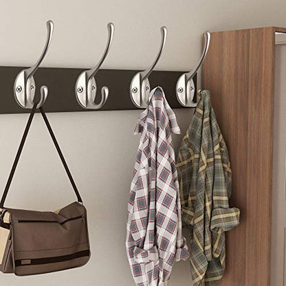 10 Pack Silvery Double Coat Hooks Utility Hooks for Coat (Silvery)