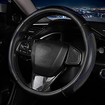 Microfiber Leather Steering Wheel Cover (Blue)