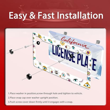 Colorful Evil Eye Stainless Steel License Plate Frame for US Cars Decor (Evil eyes)