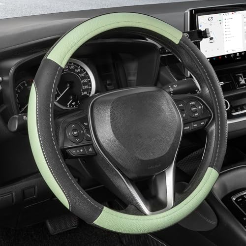 Steering Wheel Cover 14.5 (Standard size[14 1/2''-15''] / Black and Pastel Green)