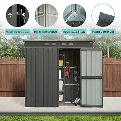 Domi Outdoor Storage Shed 6' x 4' (6' x 4' Sloping Roof / Dark Gray)