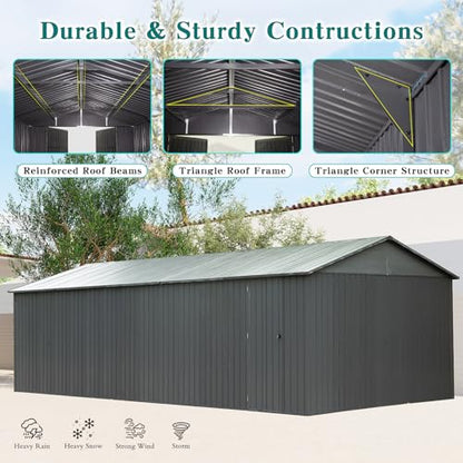 Domi 12x25FT Outdoor Metal Garage Shed (12'X25')