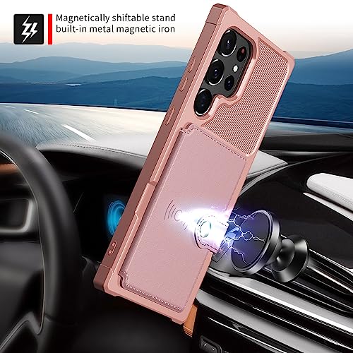for Samsung Galaxy S23 Ultra Case with Card Holder (Pink / Samsung Galaxy S23 Ultra)