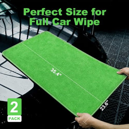 Car Drying Towels (New Car Towels - Green / 35.4"x23.6" - 2pcs)